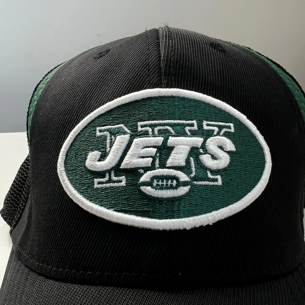 Reebok New York Jets NFL Trucker Hat Black Green Mesh Back Cap
